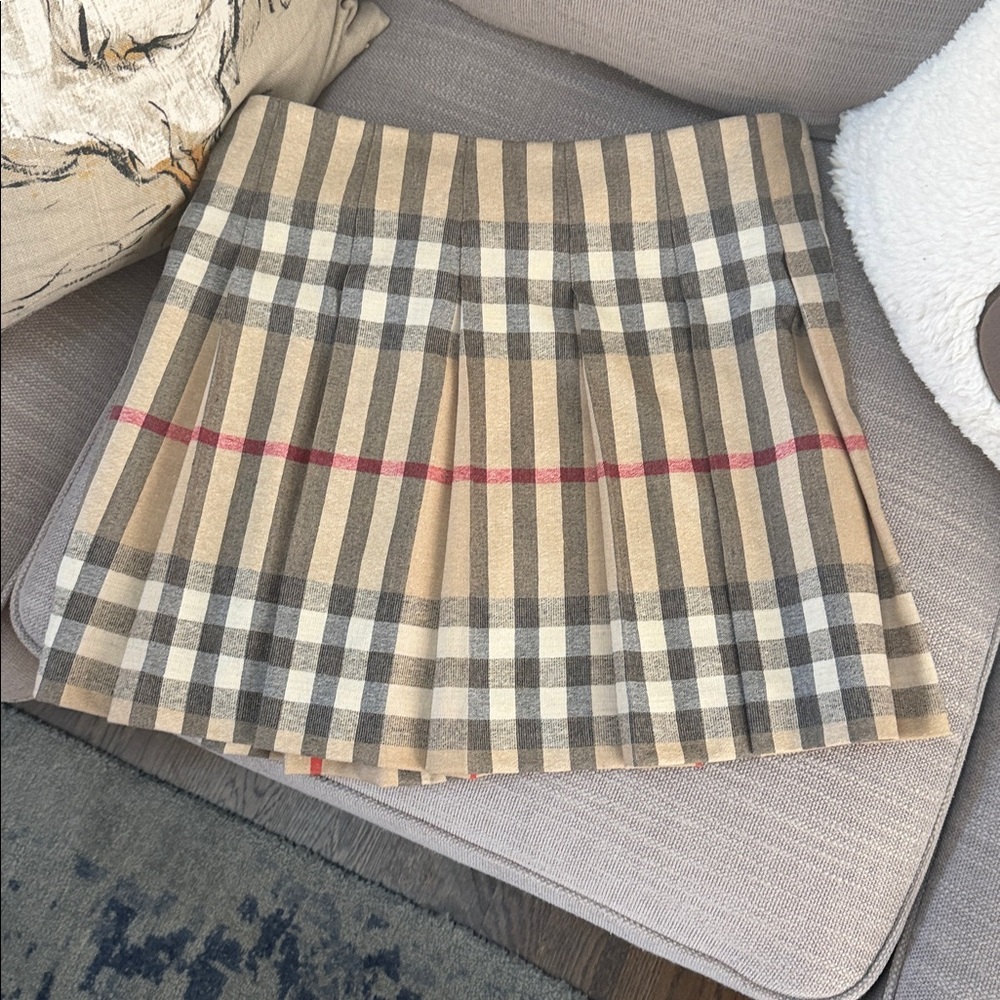 Burberry Brit Wool Nova Check Plaid pleated Mini Skirt US-6 UK-8 IT-40 S M - Picture 3 of 7